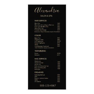 Simple Script Black Salon Service Menu