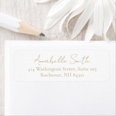 Simple Script Classic Elegant Gold Return Address Label