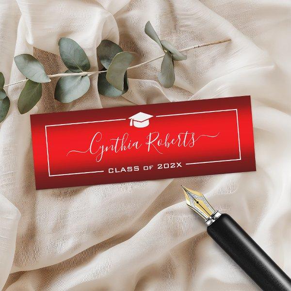 Simple Script Graduation Modern Red Gradient Calling Card