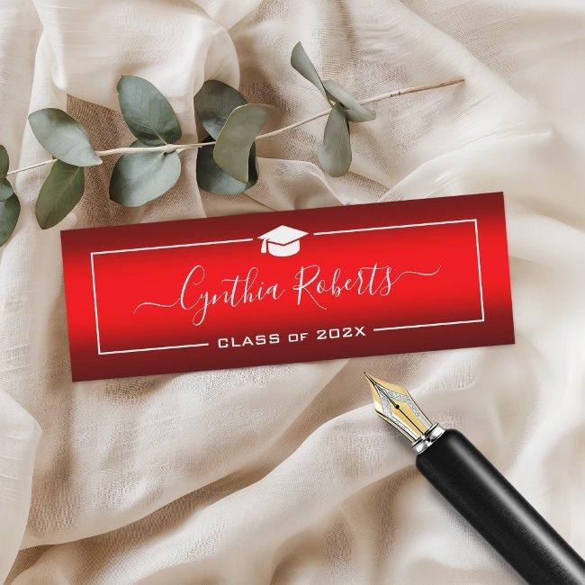 Simple Script Graduation Modern Red Gradient Calling Card