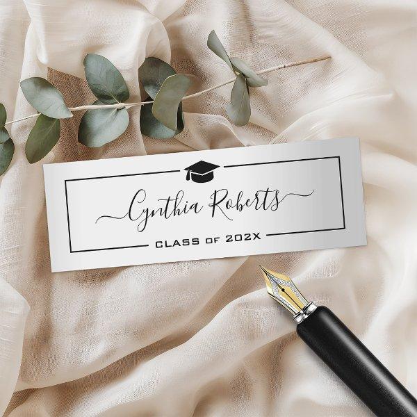 Simple Script Graduation Silver Metallic Look Calling Card