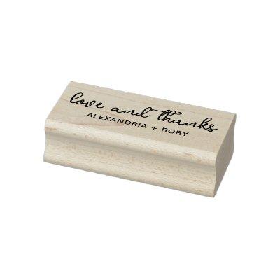 Simple Script Love and Thanks Wood Rubber Stamp