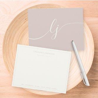 Simple Script Personalized Stationery Ivory & Rose Note Card