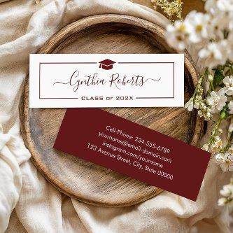 Simple Script Red White Graduate Graduation Mini