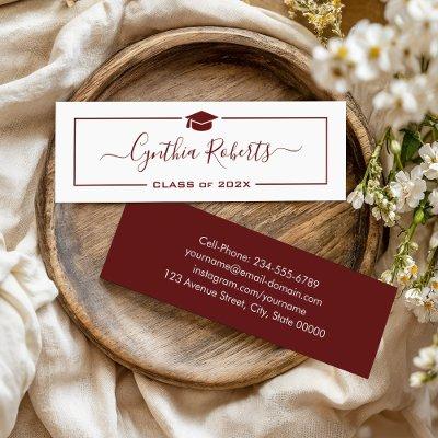 Simple Script Red White Graduate Graduation Mini