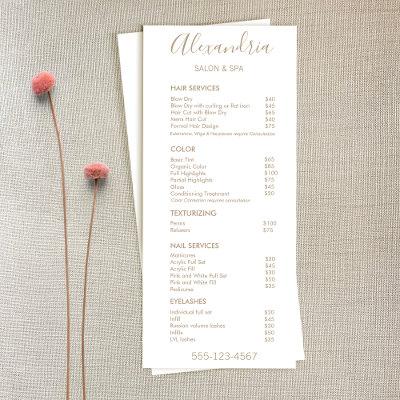 Simple Script Salon Price List Service Menu