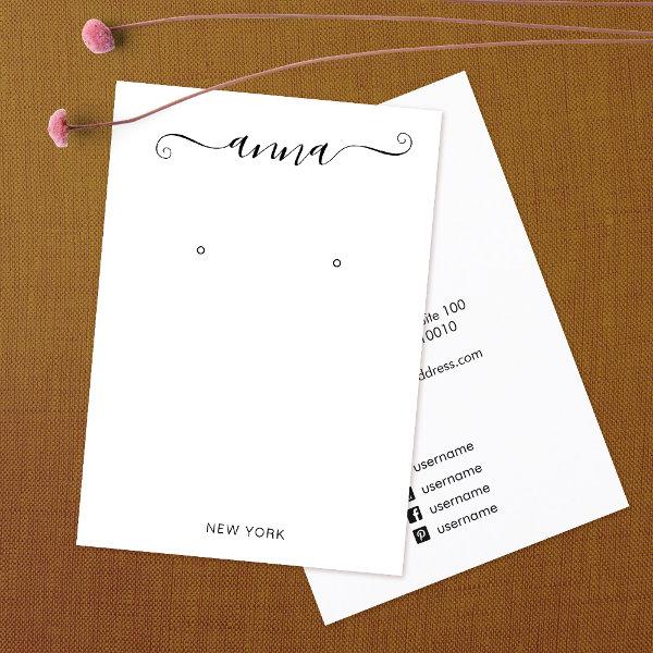 Simple Script Signature White Earring Display Busi