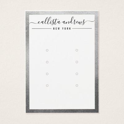 Simple Silver White Multiple Earring Display Card