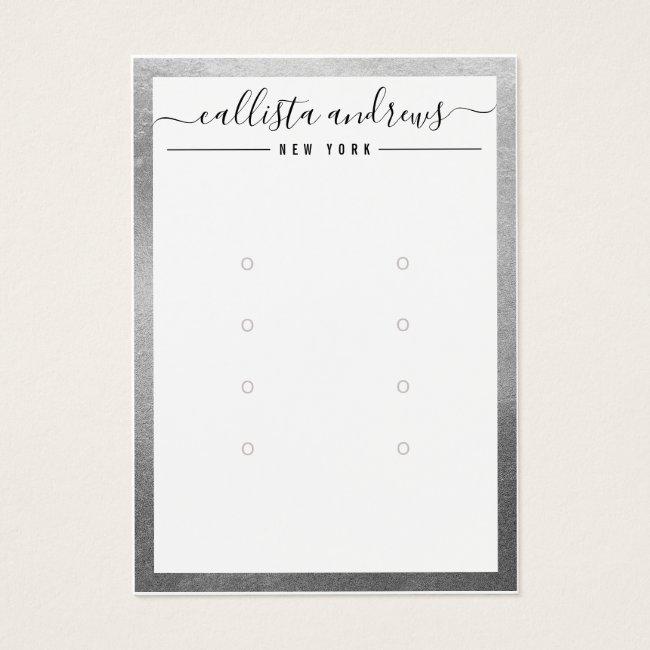 Simple Silver White Multiple Earring Display Card