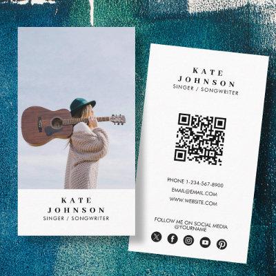 Simple Singer Musician Photo Social Media QR Code