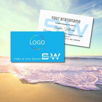 Simple Sky Blue White with Monogram and Logo