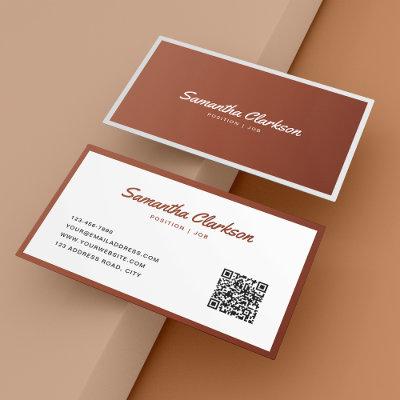 Simple Terracotta Border Script Typography QR code