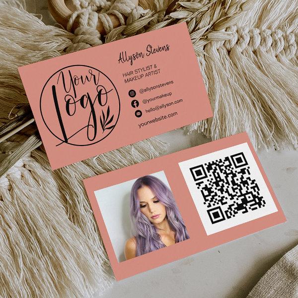 Simple terracotta hair makeup photo logo qr code