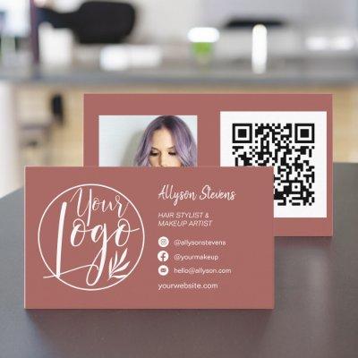 Simple terracotta hair makeup photo logo qr code