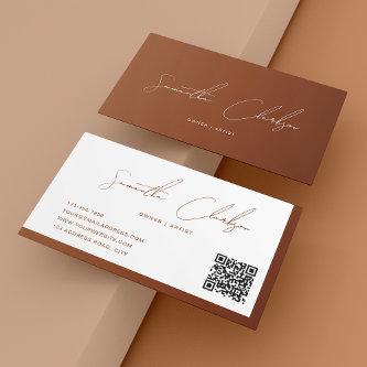 Simple Terracotta Handwritten Script QR code
