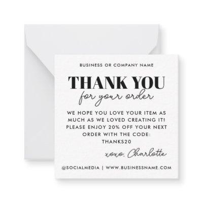Simple Thank You Heart Care Instruction Business Note Card