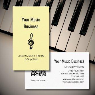 Simple Treble Clef Music Lessons QR code Yellow