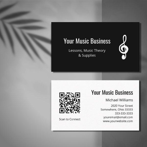Simple Treble Clef QR code Music Lessons Black