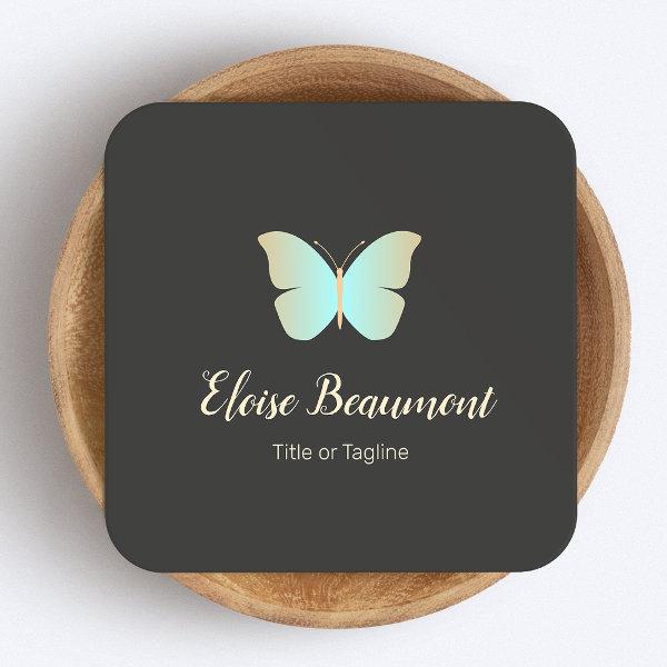 Simple Turquoise Butterfly Logo Square