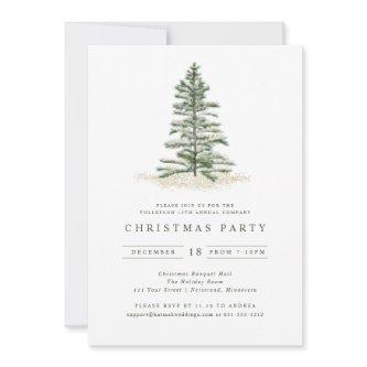 Simple Vintag Evergreen Christmas Party Invitation