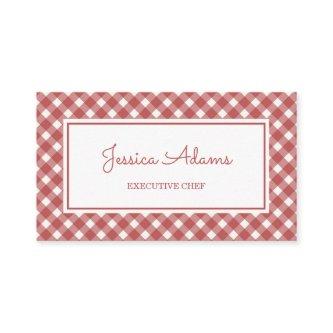 Simple Vintage Red Plaid Pattern Chef Baker