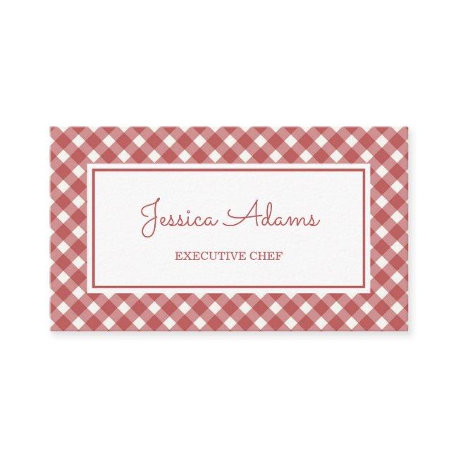 Simple Vintage Red Plaid Pattern Chef Baker