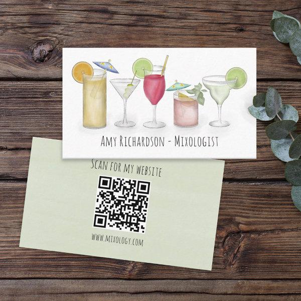 Simple Watercolor Cocktails Drinks Bartender