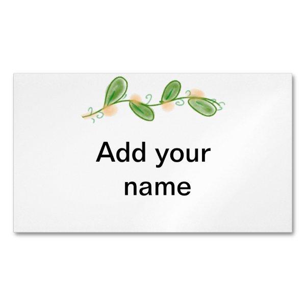 Simple watercolor green leaf monogram add name tex  magnet
