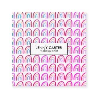 Simple Watercolor Rainbows Pattern Cool Purple Square