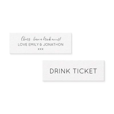 Simple Wedding Reception Black White Drinks Ticket