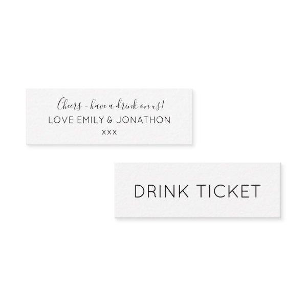 Simple Wedding Reception Black White Drinks Ticket