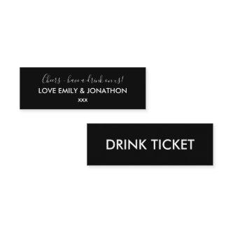 Simple Wedding Reception White Black Drinks Ticket