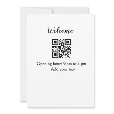 Simple welcome opening welcome barcode QR add name Holiday Card