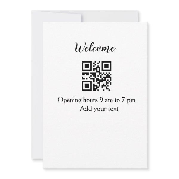 Simple welcome opening welcome barcode QR add name Holiday Card