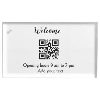 Simple welcome opening welcome barcode QR add name Place Card Holder