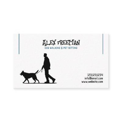 Simple White and Blue Dog Walker Silhouette