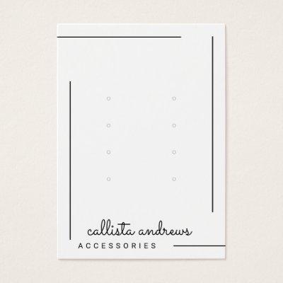 Simple White Black Border Script Earrings Display
