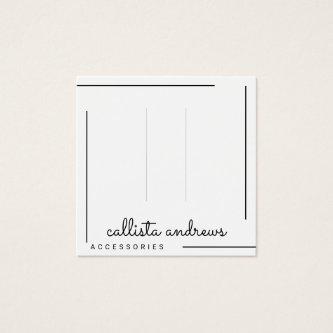 Simple White Black Border Script Hair Clip Display
