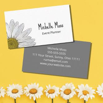 Simple White Daisy Botanical Gray