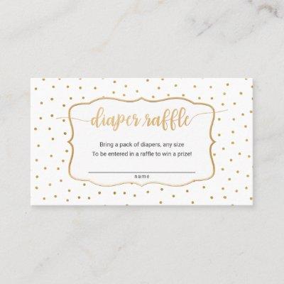 Simple White + gold confetti diaper raffle ticket