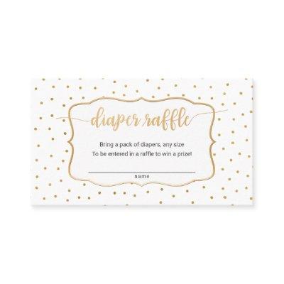 Simple White + gold confetti diaper raffle ticket