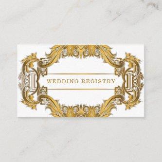 Simple White Gold Ornament Wedding Registry
