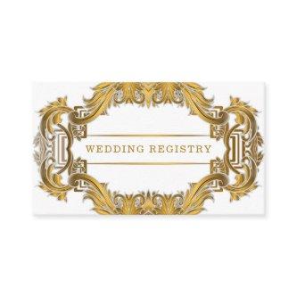 Simple White Gold Ornament Wedding Registry