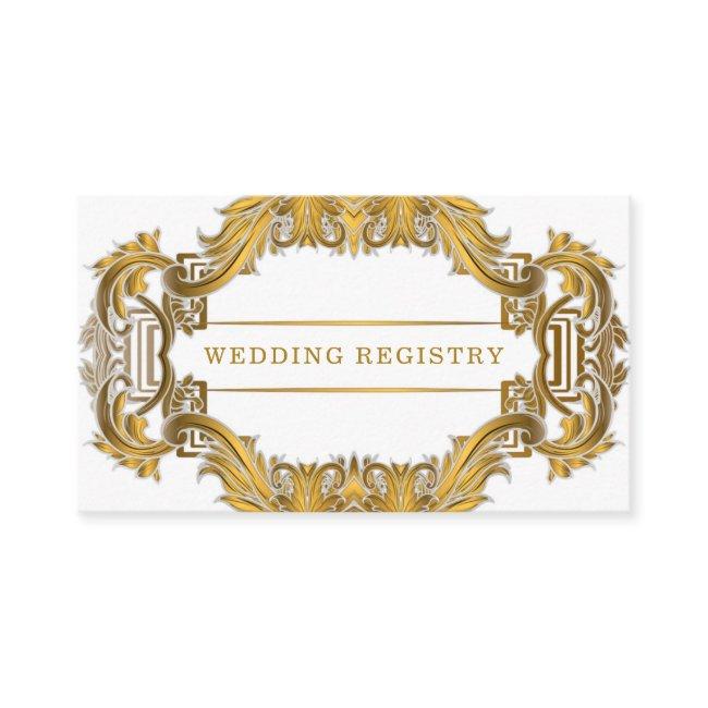 Simple White Gold Ornament Wedding Registry