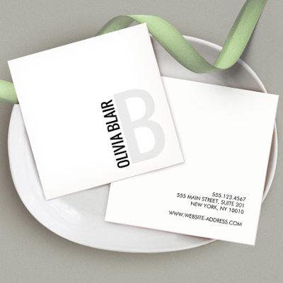 Simple White Modern Minimalist Monogram Square
