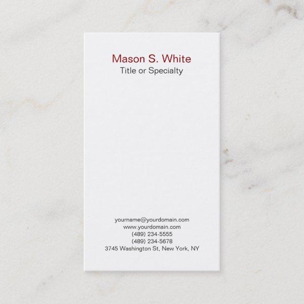 Simple white modern plain professional vertical