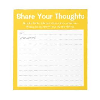 Simple Yellow Library / Business Comment Card Notepad