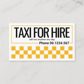 Simple Yellow Taxi Border Stripes Cab Driver
