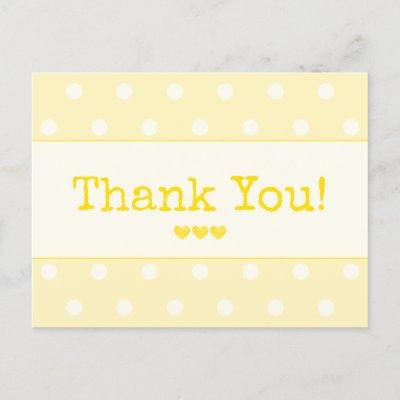 Simple Yellow Typography And Hearts Thank You Postcard