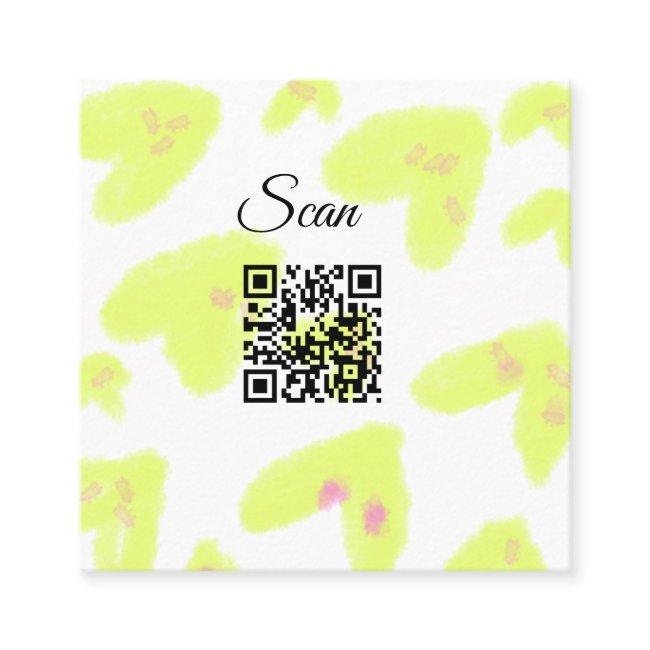 Simple yellow watercolor add Q R code scan text Th Square